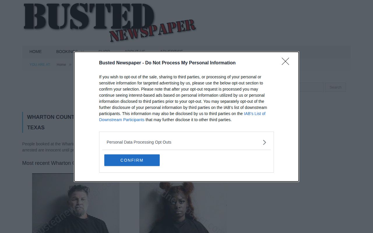 BustedNewspaper Wharton County page screenshot used as nonofficial source context